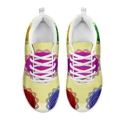 Colorful Seven Chakras Print White Sneakers