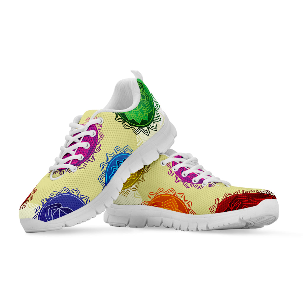 Colorful Seven Chakras Print White Sneakers
