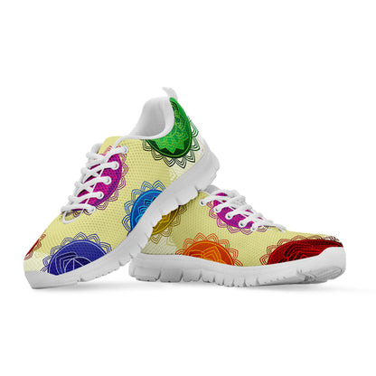 Colorful Seven Chakras Print White Sneakers