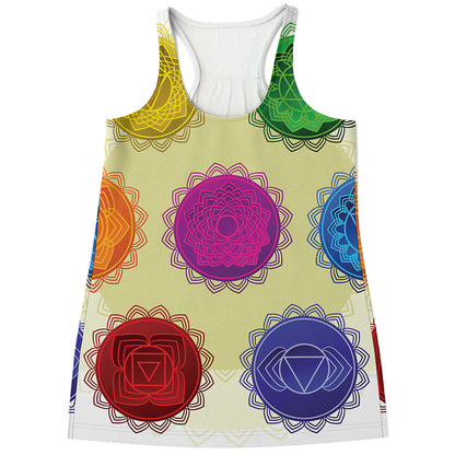 Colorful Seven Chakras Print Women's Racerback Tank Top