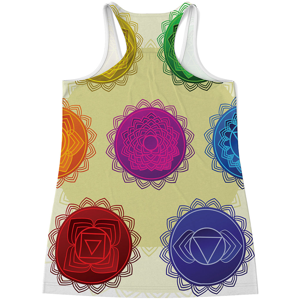 Colorful Seven Chakras Print Women's Racerback Tank Top