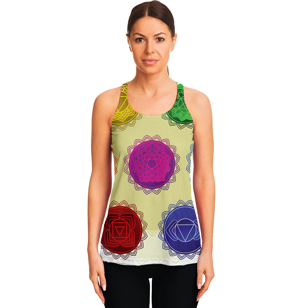 Colorful Seven Chakras Print Women's Racerback Tank Top