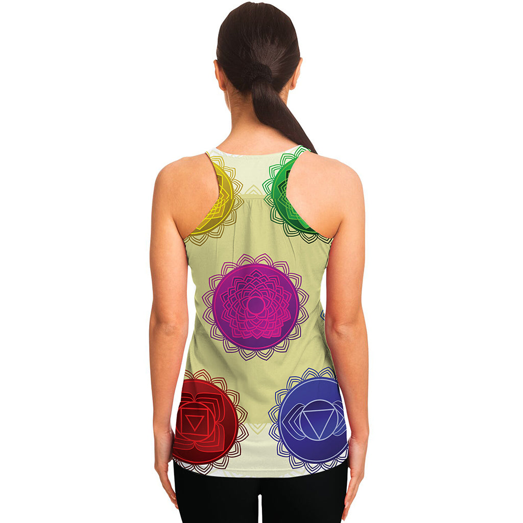 Colorful Seven Chakras Print Women's Racerback Tank Top