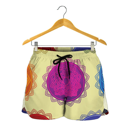 Colorful Seven Chakras Print Women's Shorts
