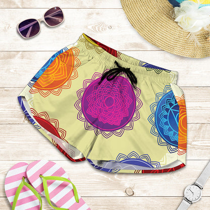 Colorful Seven Chakras Print Women's Shorts