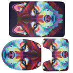 Colorful Siberian Husky Print 3 Piece Bath Mat Set