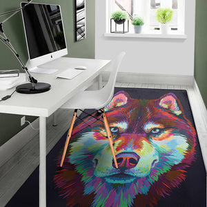 Colorful Siberian Husky Print Area Rug