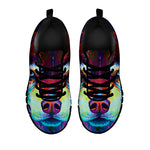Colorful Siberian Husky Print Black Sneakers