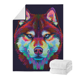 Colorful Siberian Husky Print Blanket