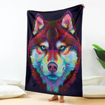Colorful Siberian Husky Print Blanket