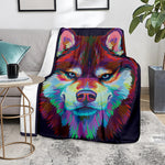 Colorful Siberian Husky Print Blanket