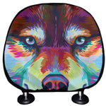 Colorful Siberian Husky Print Car Headrest Covers