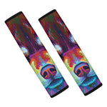 Colorful Siberian Husky Print Car Seat Belt Covers