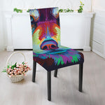 Colorful Siberian Husky Print Dining Chair Slipcover