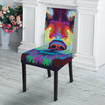 Colorful Siberian Husky Print Dining Chair Slipcover