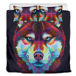 Colorful Siberian Husky Print Duvet Cover Bedding Set