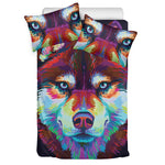 Colorful Siberian Husky Print Duvet Cover Bedding Set