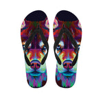 Colorful Siberian Husky Print Flip Flops