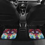 Colorful Siberian Husky Print Front and Back Car Floor Mats