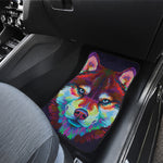 Colorful Siberian Husky Print Front and Back Car Floor Mats