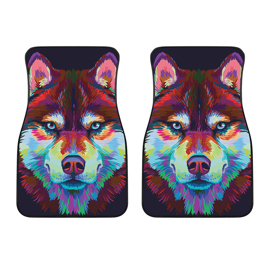 Colorful Siberian Husky Print Front Car Floor Mats