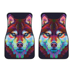 Colorful Siberian Husky Print Front Car Floor Mats