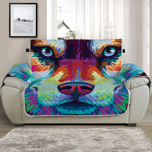 Colorful Siberian Husky Print Half Sofa Protector