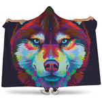 Colorful Siberian Husky Print Hooded Blanket