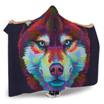 Colorful Siberian Husky Print Hooded Blanket