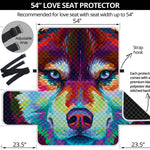 Colorful Siberian Husky Print Loveseat Protector