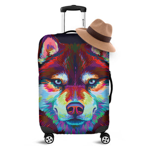 Colorful Siberian Husky Print Luggage Cover