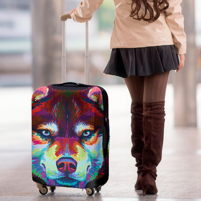 Colorful Siberian Husky Print Luggage Cover