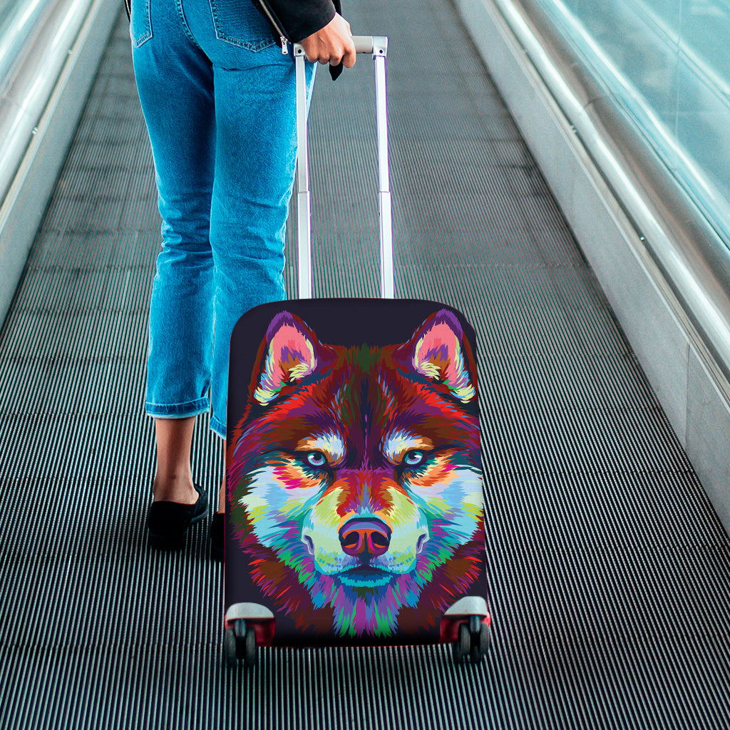 Colorful Siberian Husky Print Luggage Cover