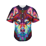 Colorful Siberian Husky Print Men's Baseball Jersey