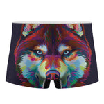 Colorful Siberian Husky Print Men's Boxer Briefs