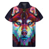 Colorful Siberian Husky Print Men's Short Sleeve Shirt