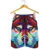 Colorful Siberian Husky Print Men's Shorts