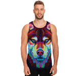 Colorful Siberian Husky Print Men's Tank Top