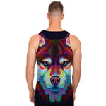 Colorful Siberian Husky Print Men's Tank Top