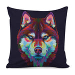 Colorful Siberian Husky Print Pillow Cover