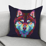 Colorful Siberian Husky Print Pillow Cover