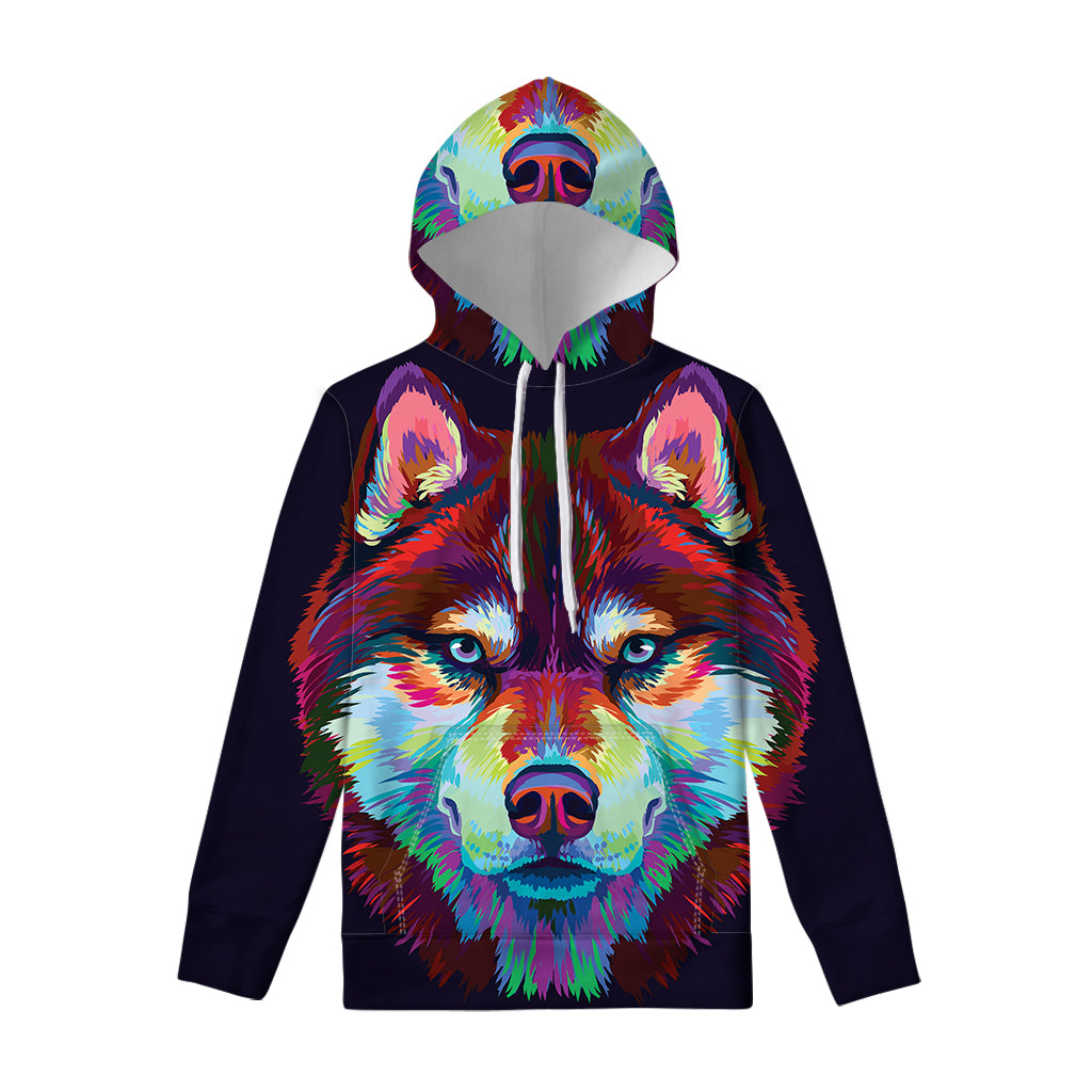 Colorful Siberian Husky Print Pullover Hoodie