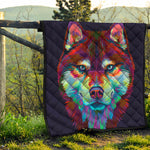Colorful Siberian Husky Print Quilt