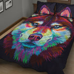Colorful Siberian Husky Print Quilt Bed Set