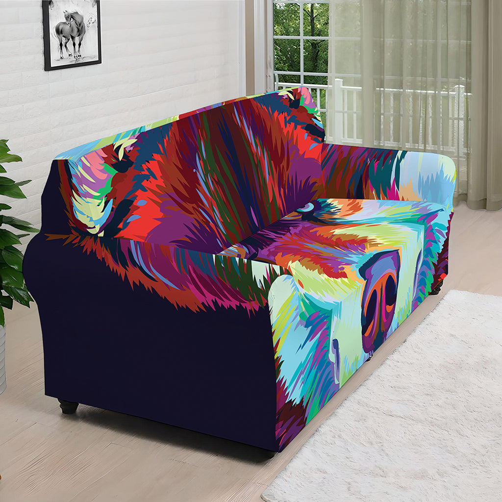 Colorful Siberian Husky Print Sofa Cover
