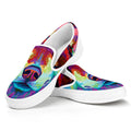 Colorful Siberian Husky Print White Slip On Sneakers
