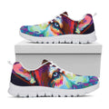 Colorful Siberian Husky Print White Running Shoes