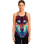 Colorful Siberian Husky Print Women's Racerback Tank Top