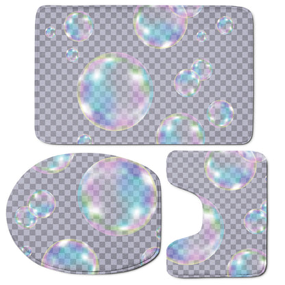 Colorful Soap Bubble Print 3 Piece Bath Mat Set