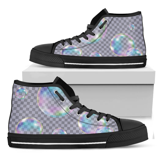 Colorful Soap Bubble Print Black High Top Shoes